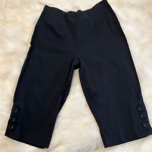 Denim & Co "How Timeless" high waisted wide leg Capri with button detail